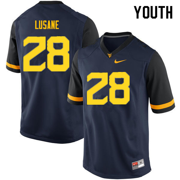 NCAA Youth Rashon Lusane West Virginia Mountaineers Navy #28 Nike Stitched Football College Authentic Jersey JO23Z18KE